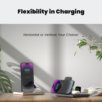 PowerGlow - Jabees PowerGlow 4-In-1 Foldable Wireless Charging Station with LED Night Light